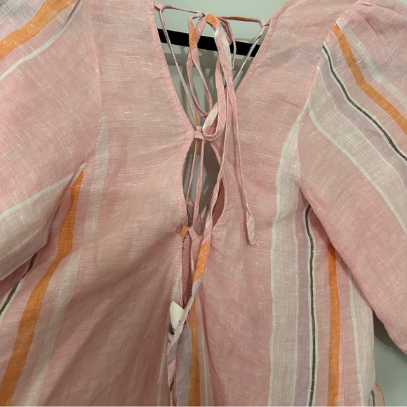 LEMLEM x HM Pink Orange Striped Linen Mini Dress - Picture 7 of 8
